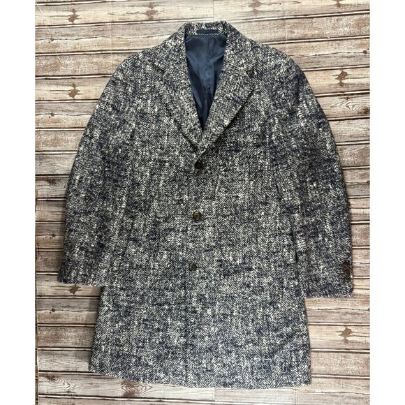 Suitsupply Vicenza herrigbone wool Ferla baby Alpaca blend Long Coat sz 48 US 38 - Picture 1 of 10